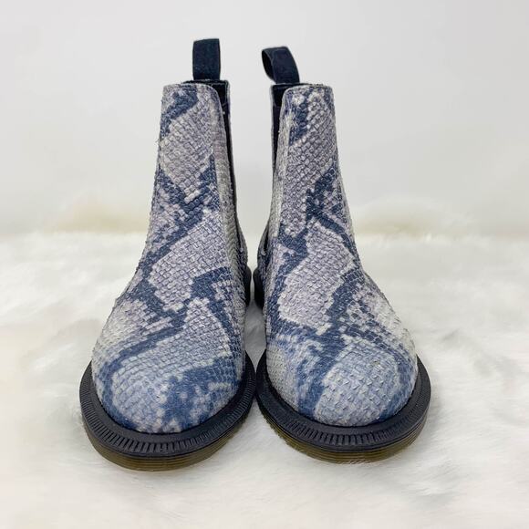 NWOT DR. MARTENS Flora Asciano Chelsea Boot faux snakeskin leather gray white - Picture 4 of 13